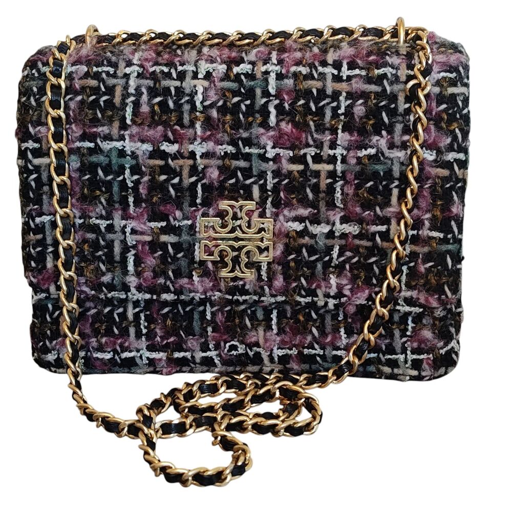 Tory Burch Shoulder Bag Womens Medium Multicolor Tweed Chain Crossbody Purse